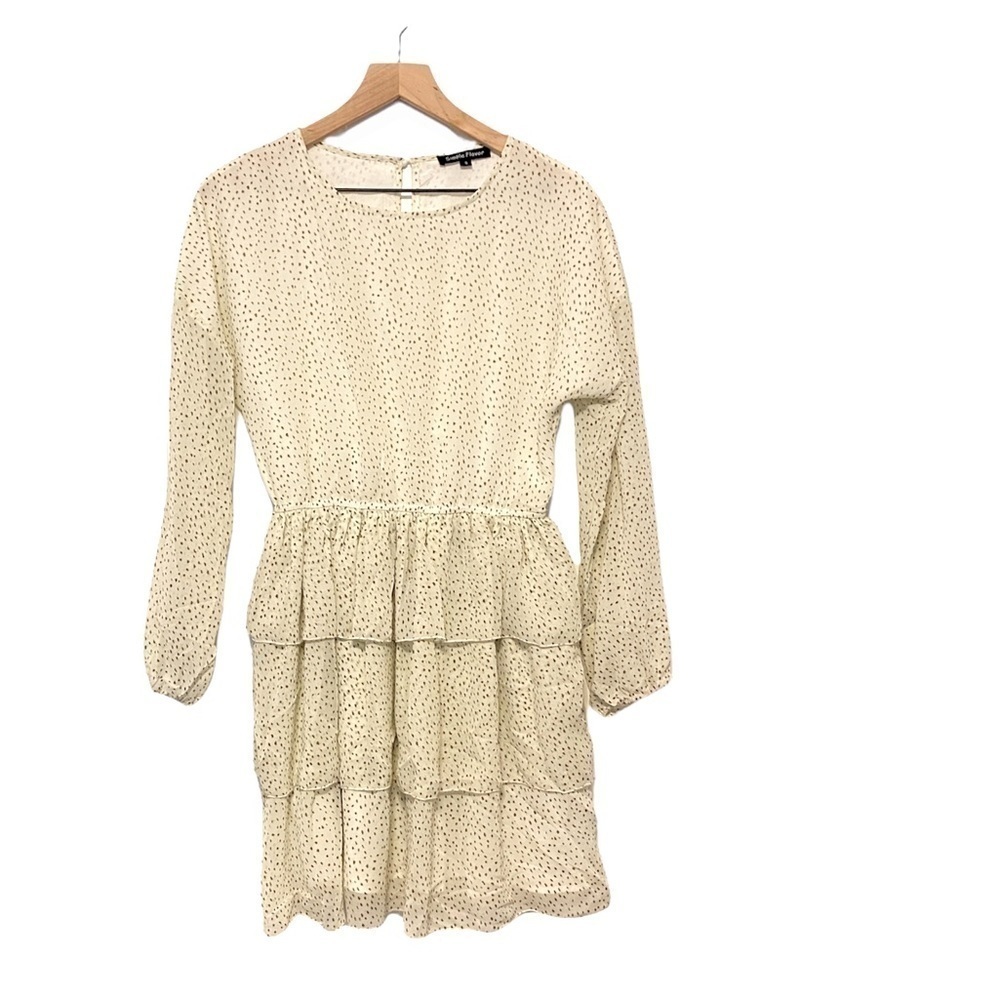 Ruffle polka dot ivory dress size small